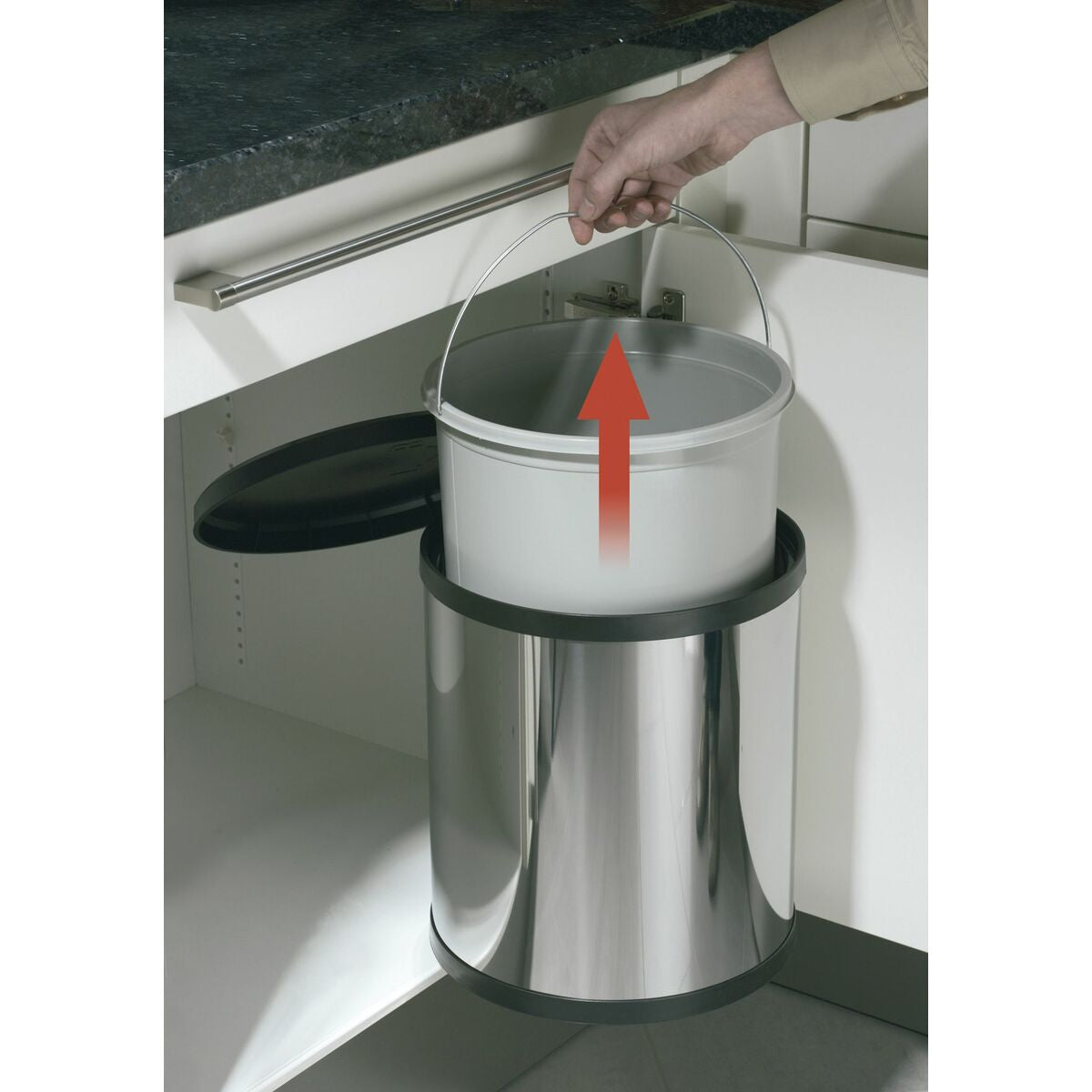 Poubelle Hailo Compact-Box Acier 15 L Noir Gris Intégrable