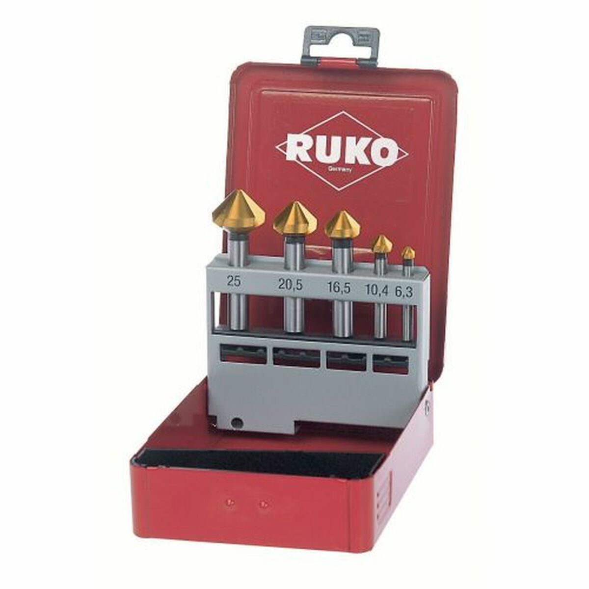 Jeu de fraises à chanfreiner (Fraises à chanfreiner) RUKO 102154A 25 mm DIN 335 Acier rapide (AR) 5 Pièces