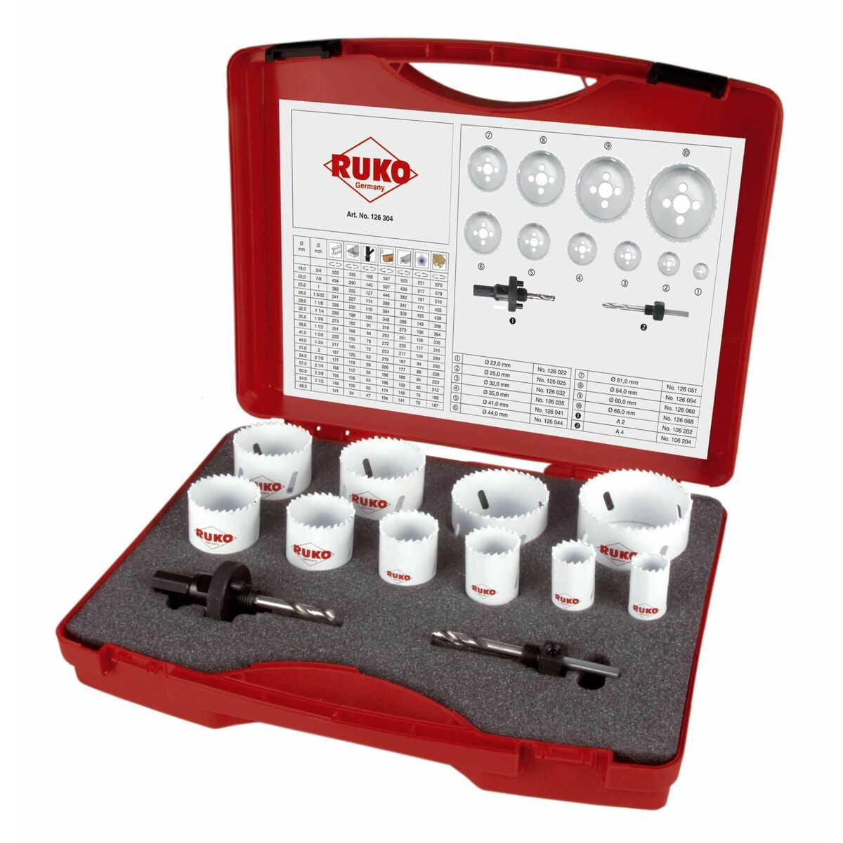 Set de couronnes de forage RUKO Acier rapide (AR) 12 Pièces