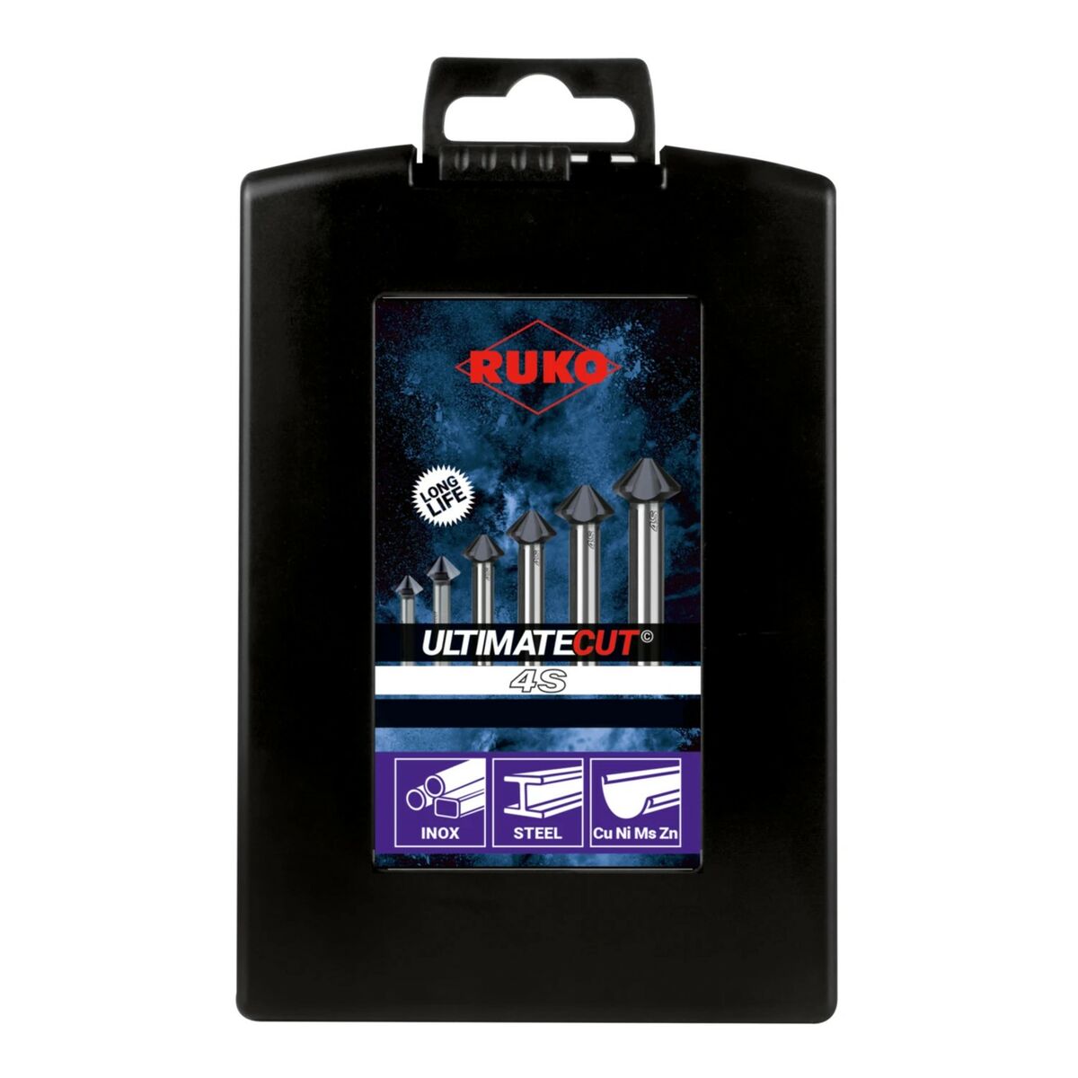 Jeu de fraises à chanfreiner (Fraises à chanfreiner) RUKO ULTIMATECUT 4S Acier rapide (AR) 6 Pièces