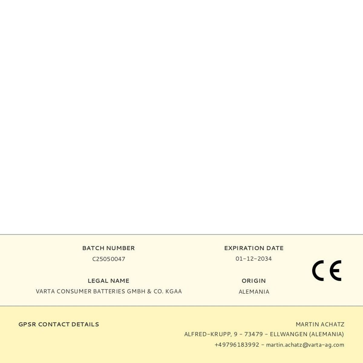 Batteries Varta longlife max power 1,5 V Type C LR14 (2 Unités)