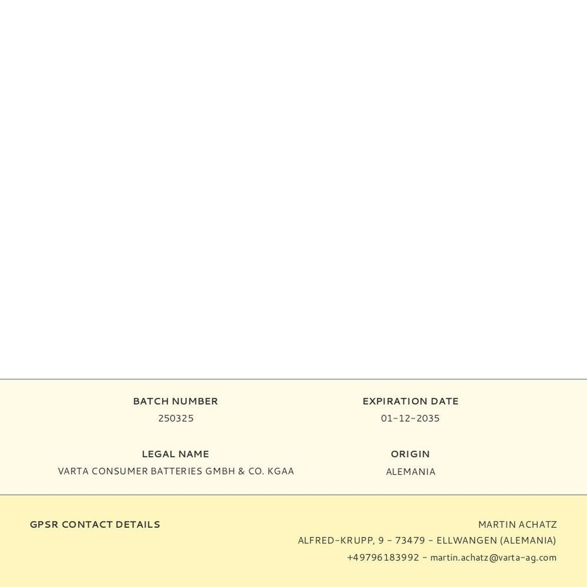 Batteries Varta 1,5 V