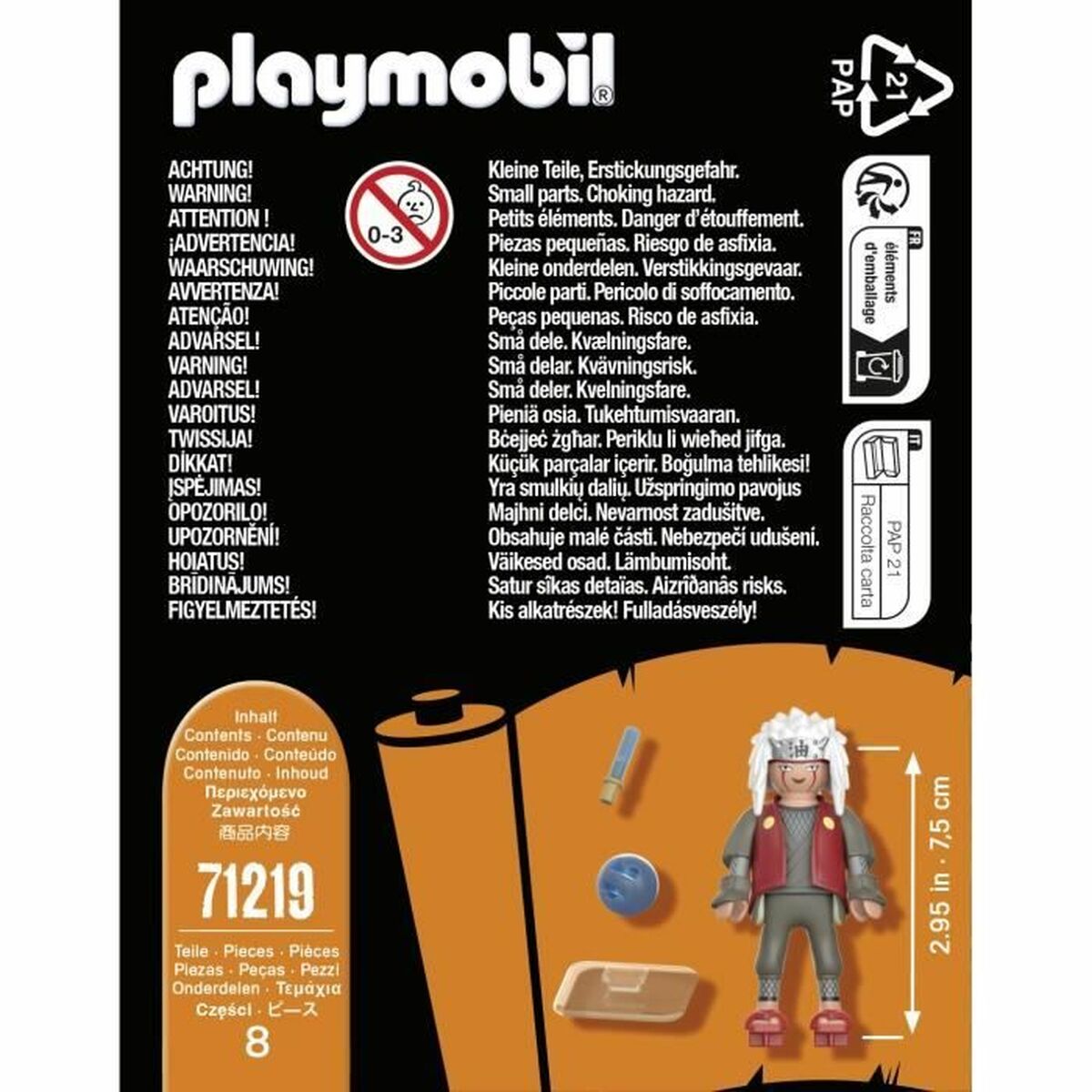 Playset Playmobil Naruto Shippuden - Jiraiya 71219 8 Pièces