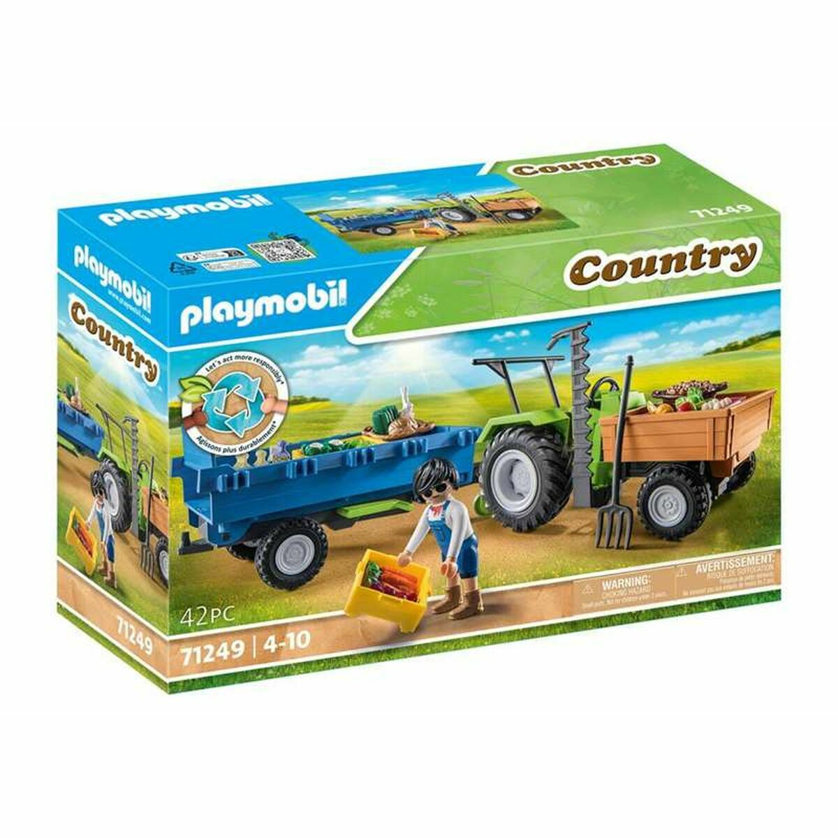 Jeu de Véhicules Playmobil 71249 42 Pièces Tracteur