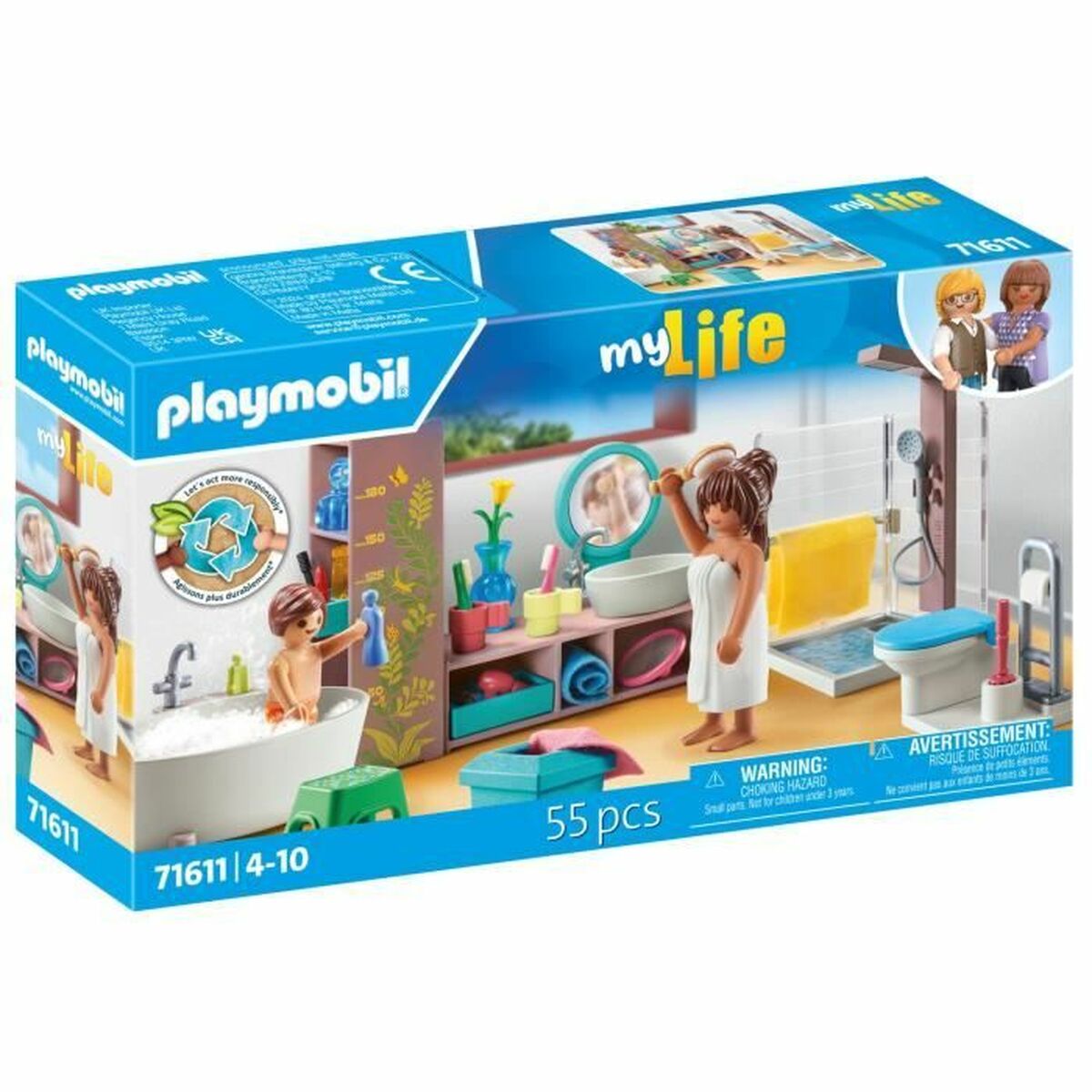 Playset Playmobil 71611 - Bathroom bathtub 55 Pièces