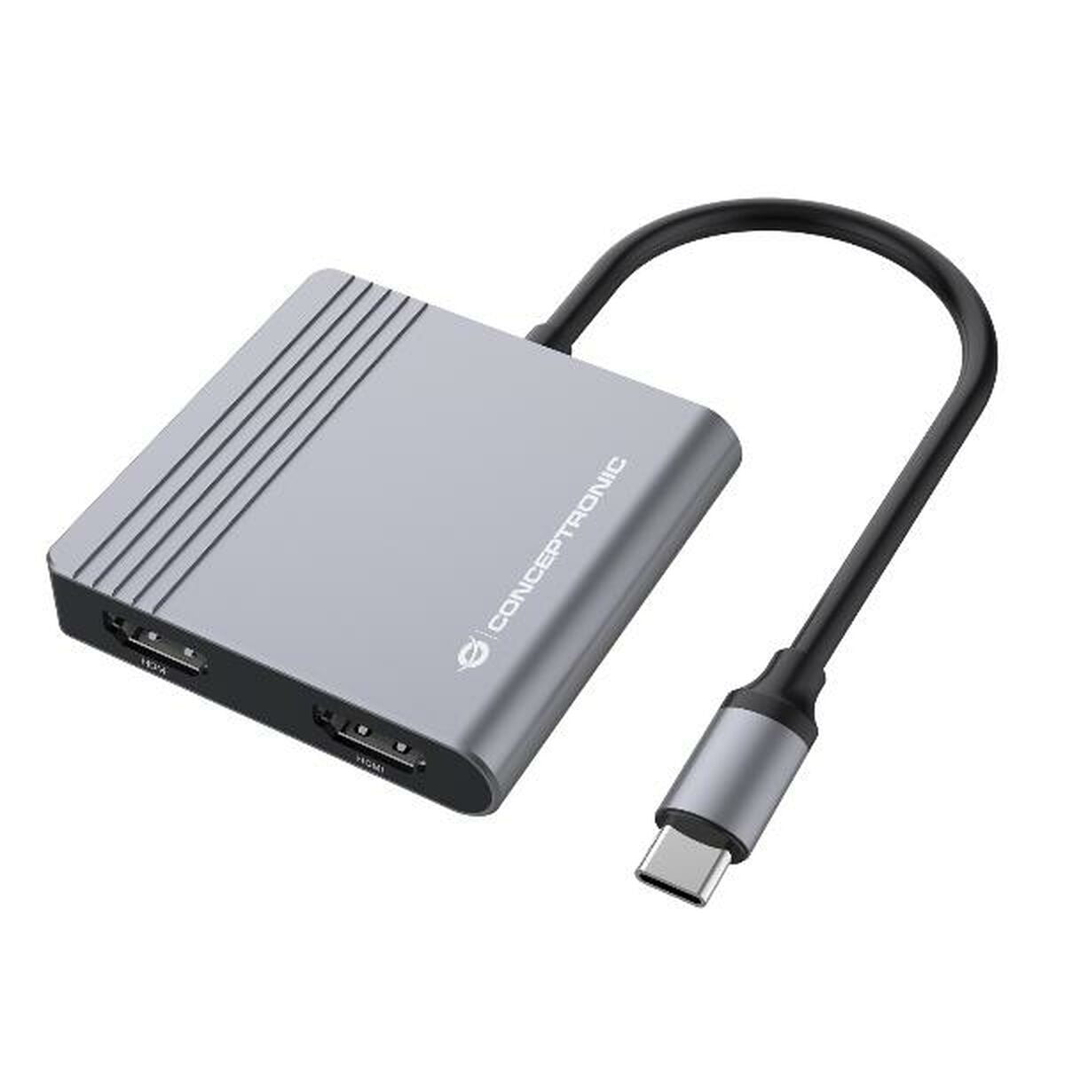 Hub USB Conceptronic DONN13G Gris 100 W