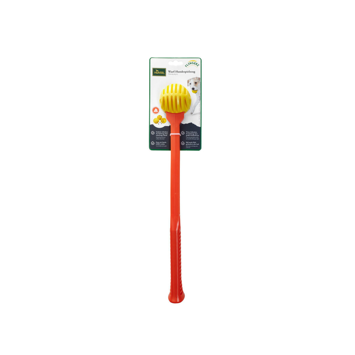 Lanceur de Balles pour Chiens Hunter Jaune Orange Caoutchouc Ballon