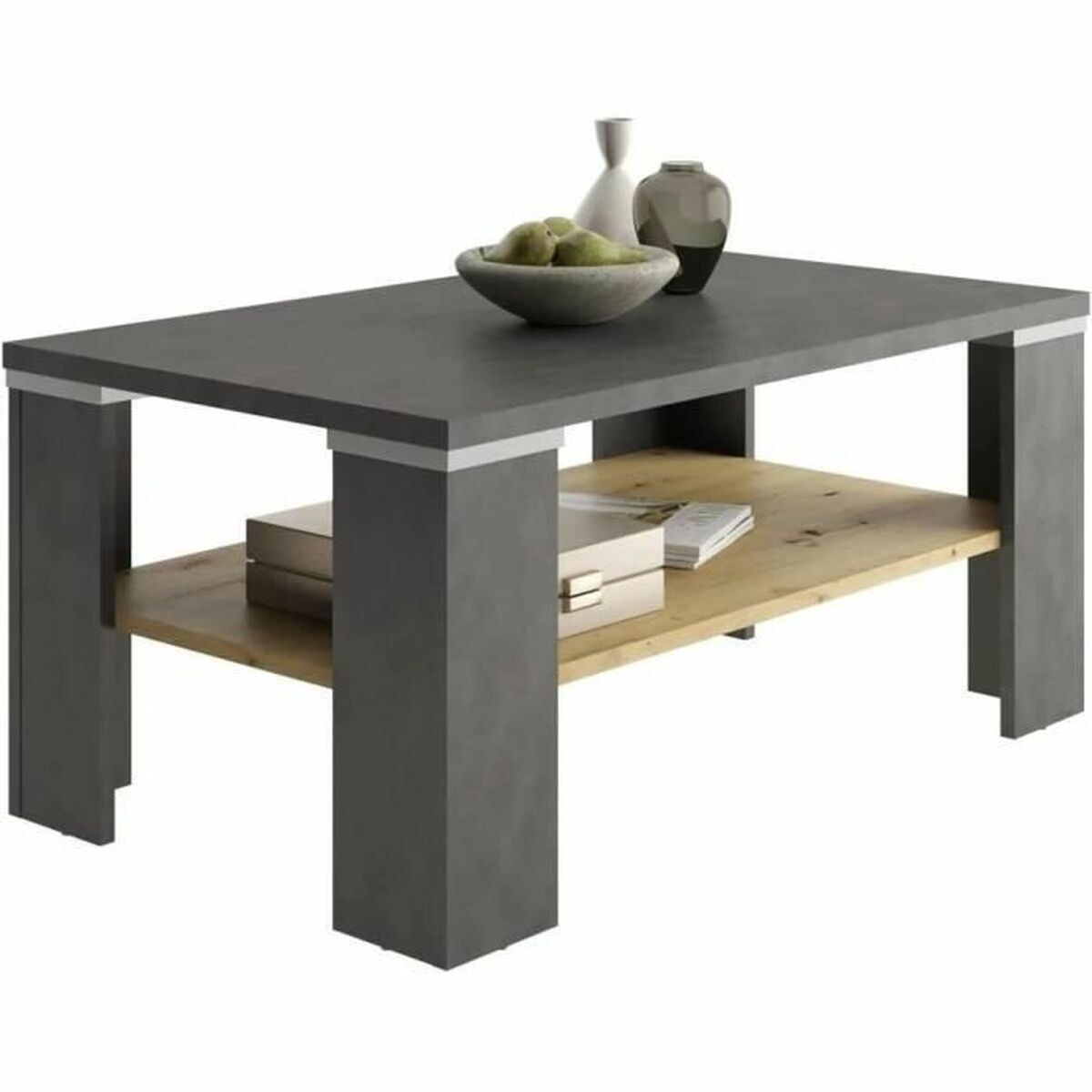 Table Basse Marron Gris 100 x 46 x 60 cm