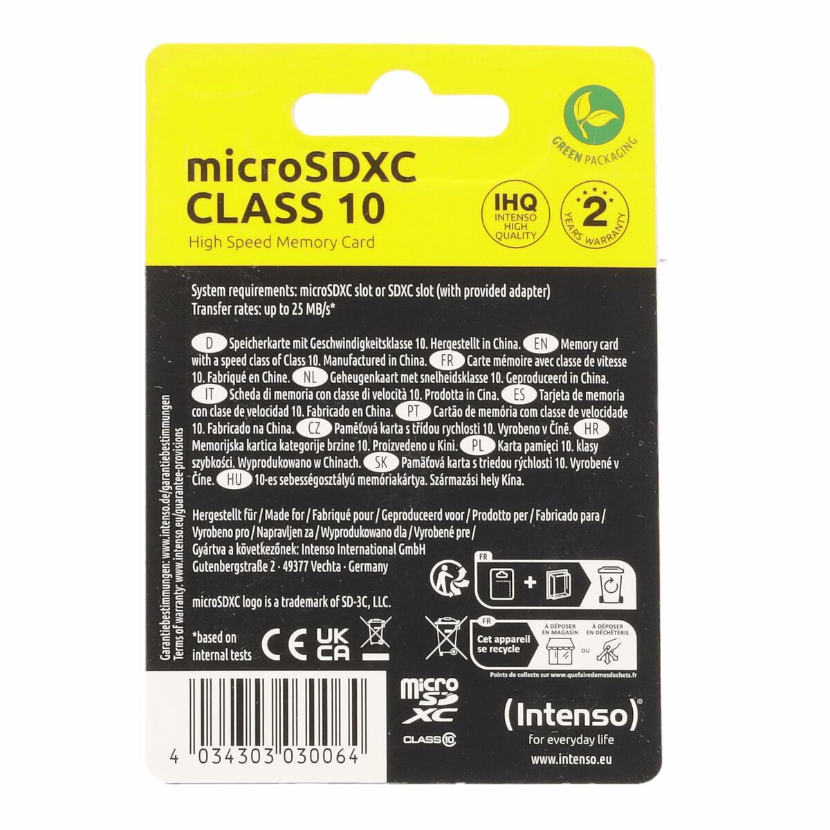 Carte Mémoire Micro SD avec Adaptateur INTENSO 3413491 128 GB