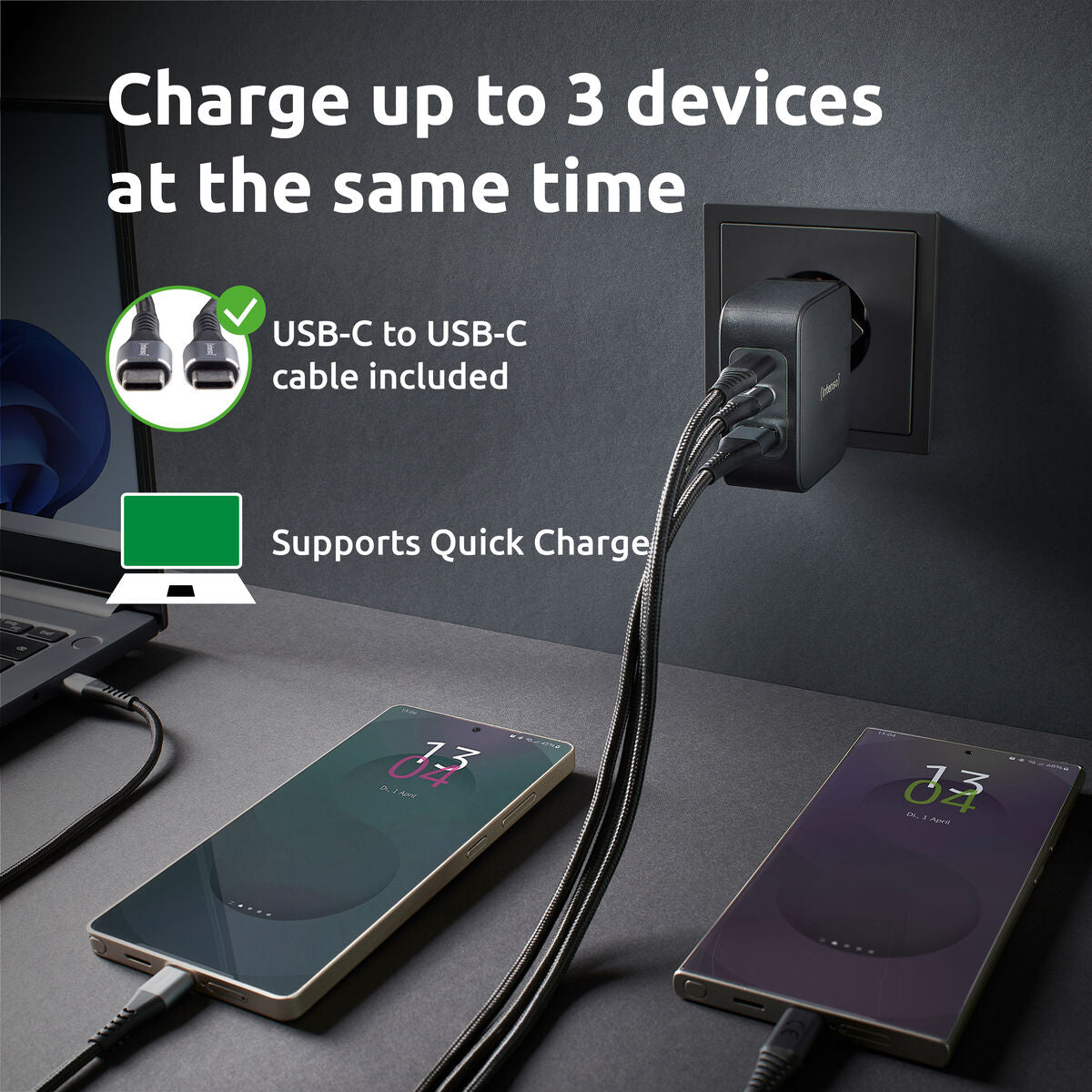 Chargeur mural INTENSO GaN W100ACC Noir 100 W