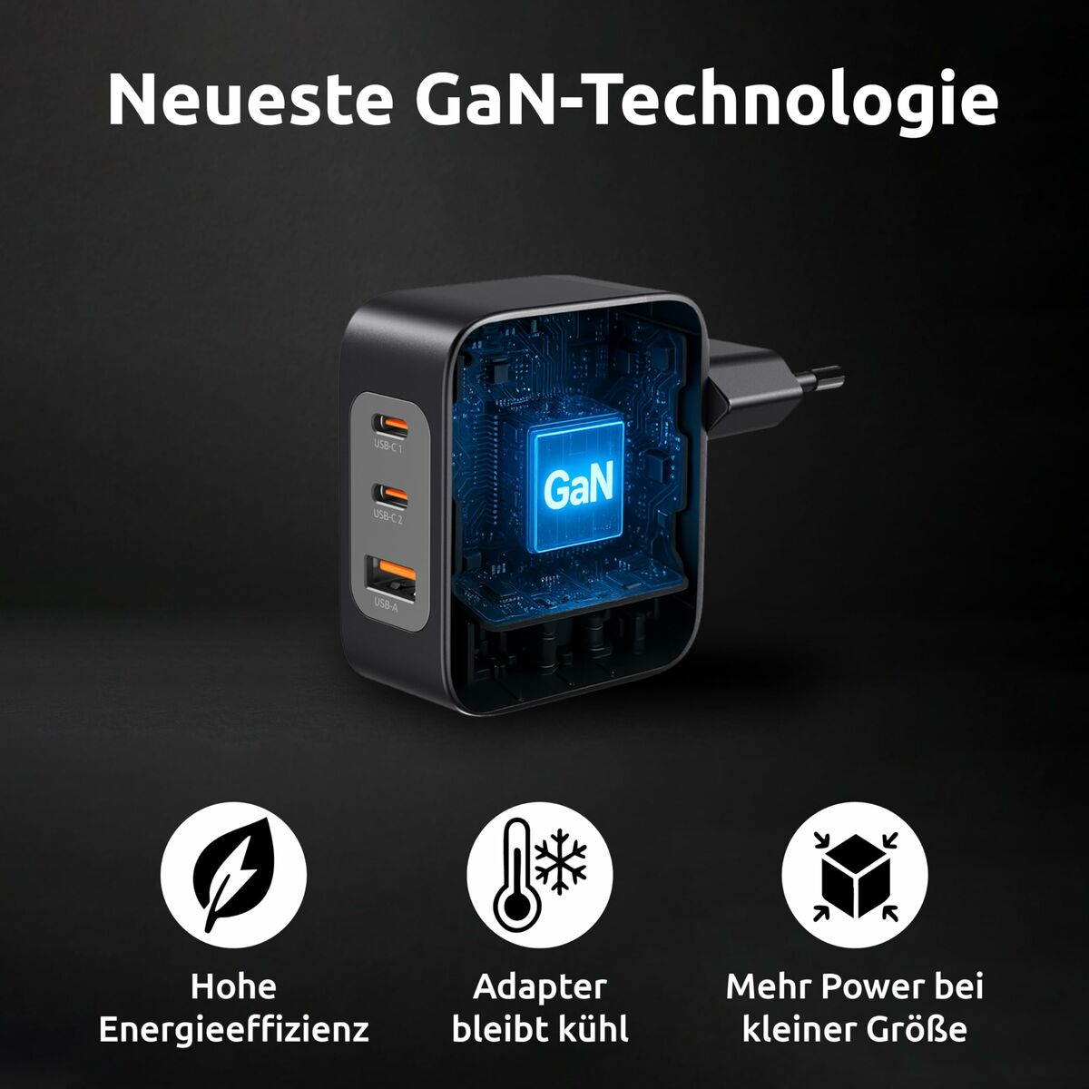 Chargeur mural INTENSO GaN W100ACC Noir 100 W