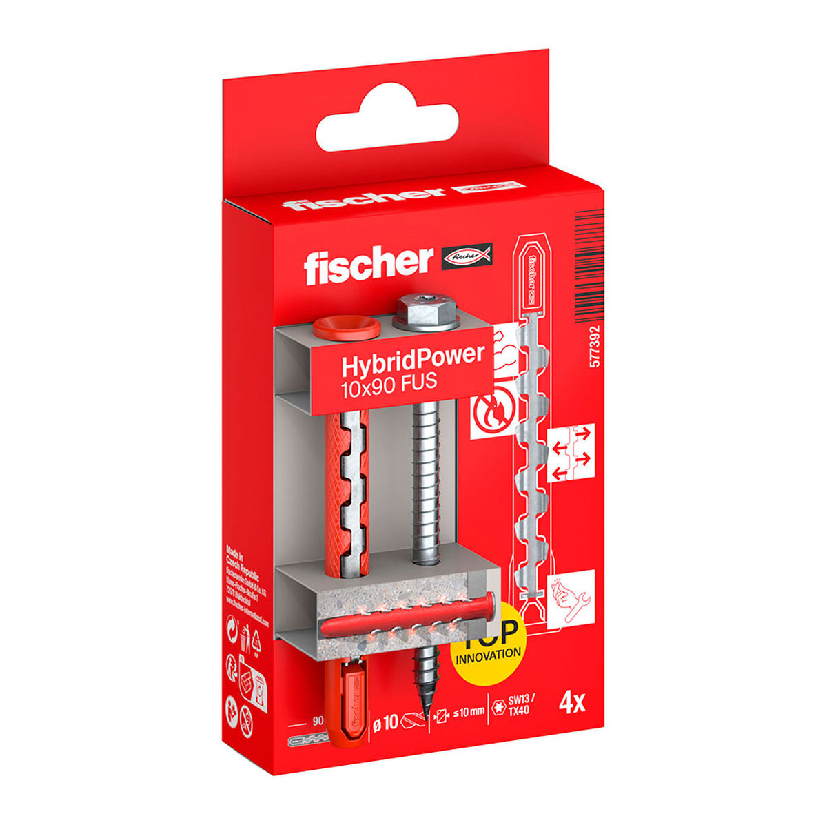 Chevilles et vis Fischer hybridpower 90 mm Ø 10 x 90 mm (4 Unités)