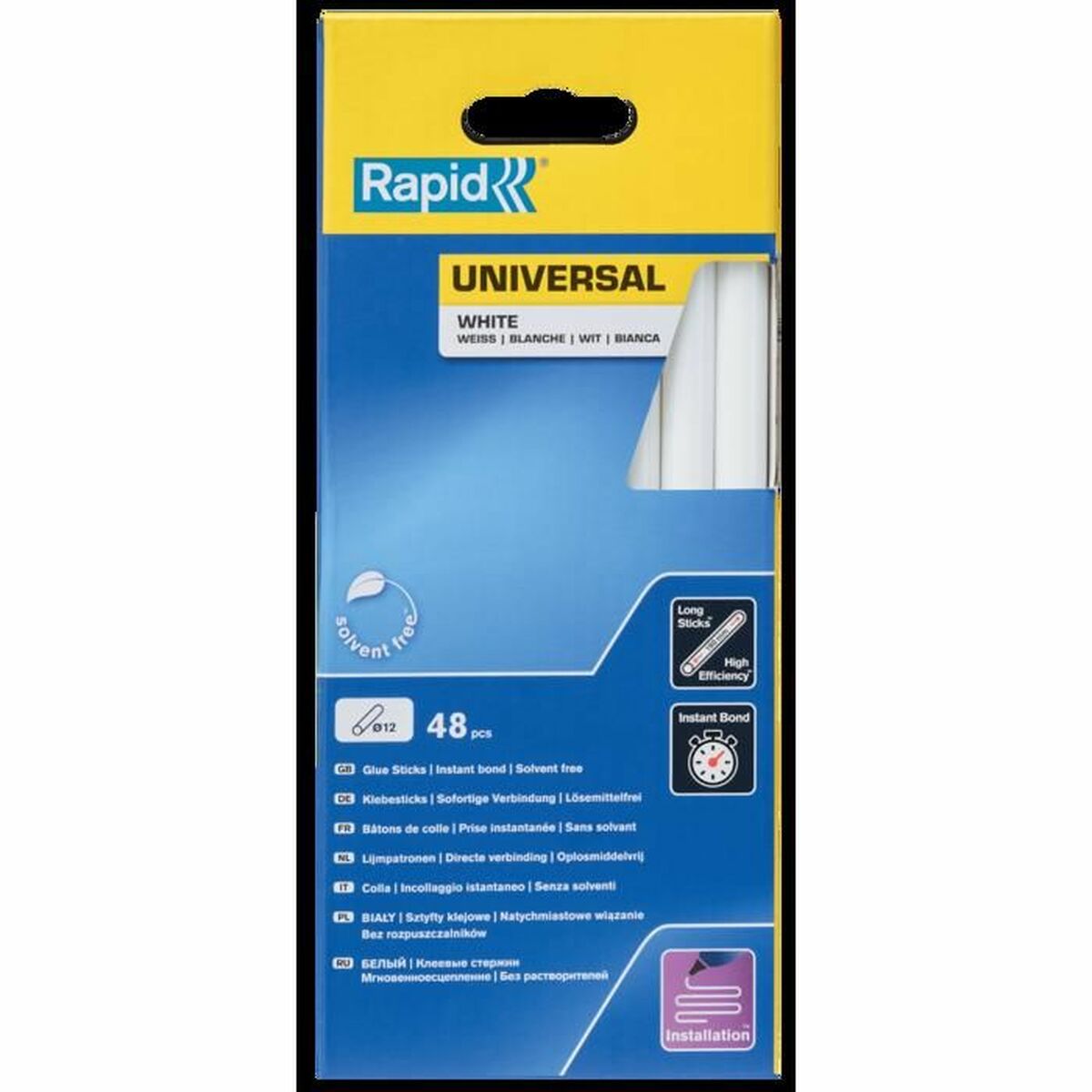 Bâtons de colle thermofusible Rapid Rapid Blanc Ø 12 mm 48 Pièces