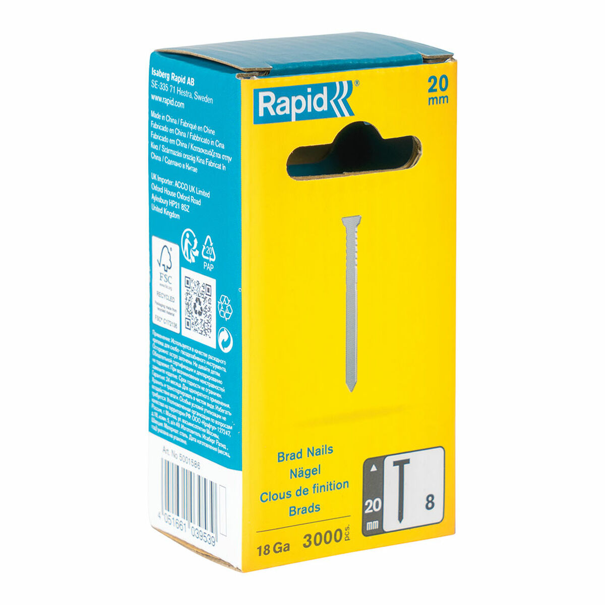 Clous Rapid 18ga 20 mm Galvanisé (3000 Unités)