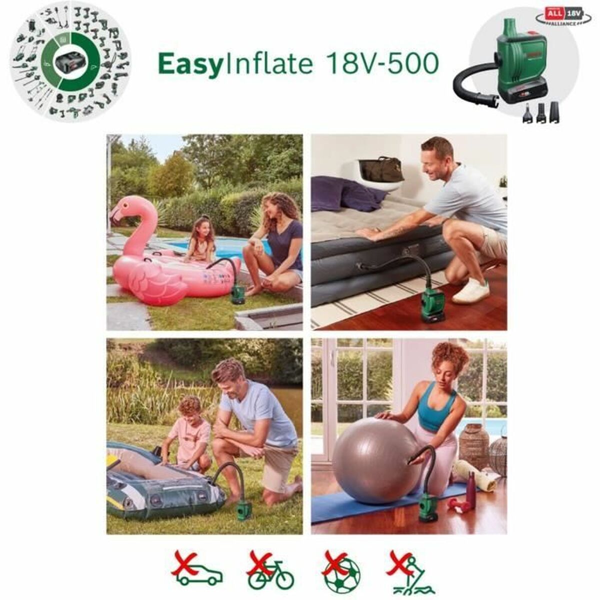 Compresseur d'air BOSCH EasyInflate 18V-500 18 V