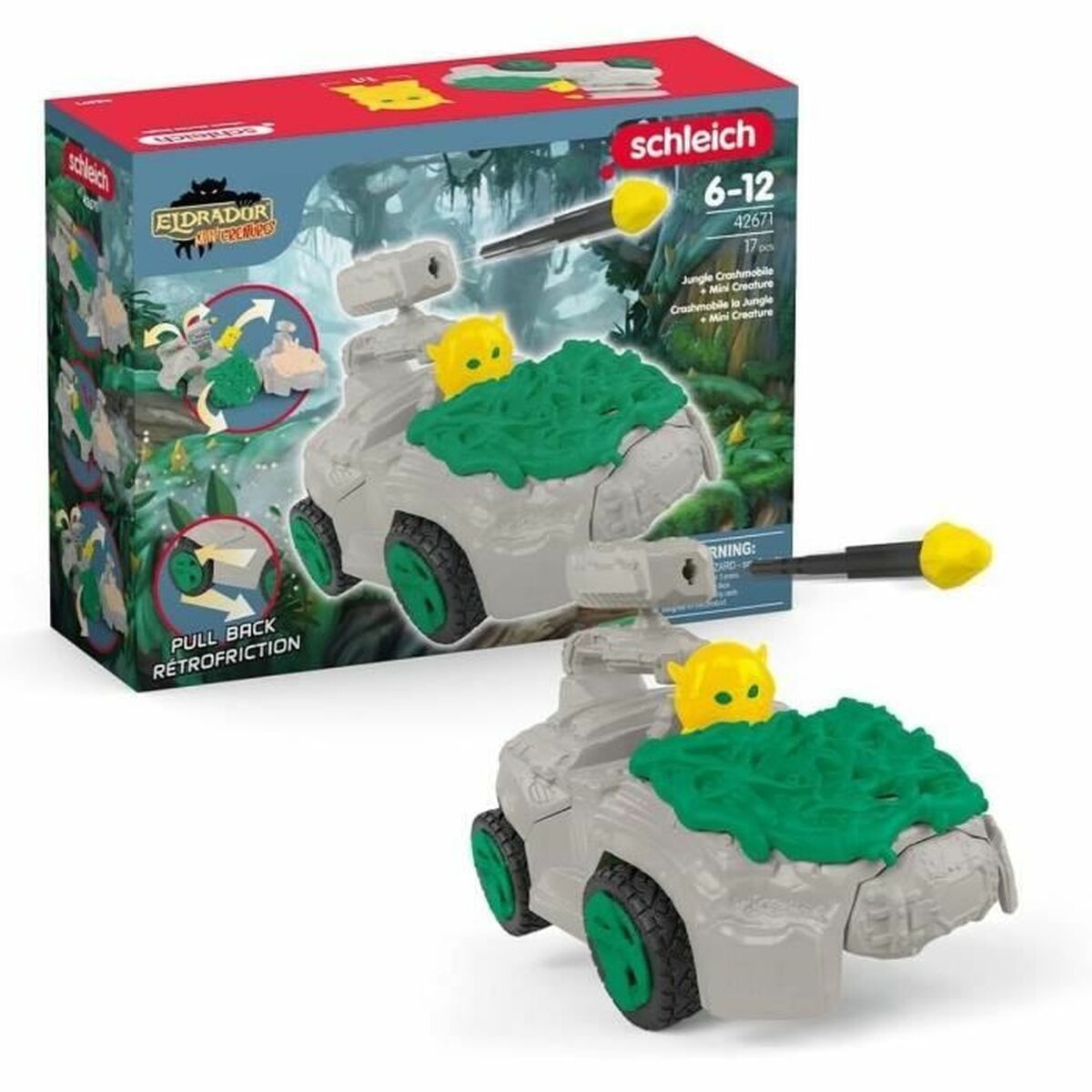 Playset Schleich Jungle Crashmobile with Mini Creature 17 Pièces