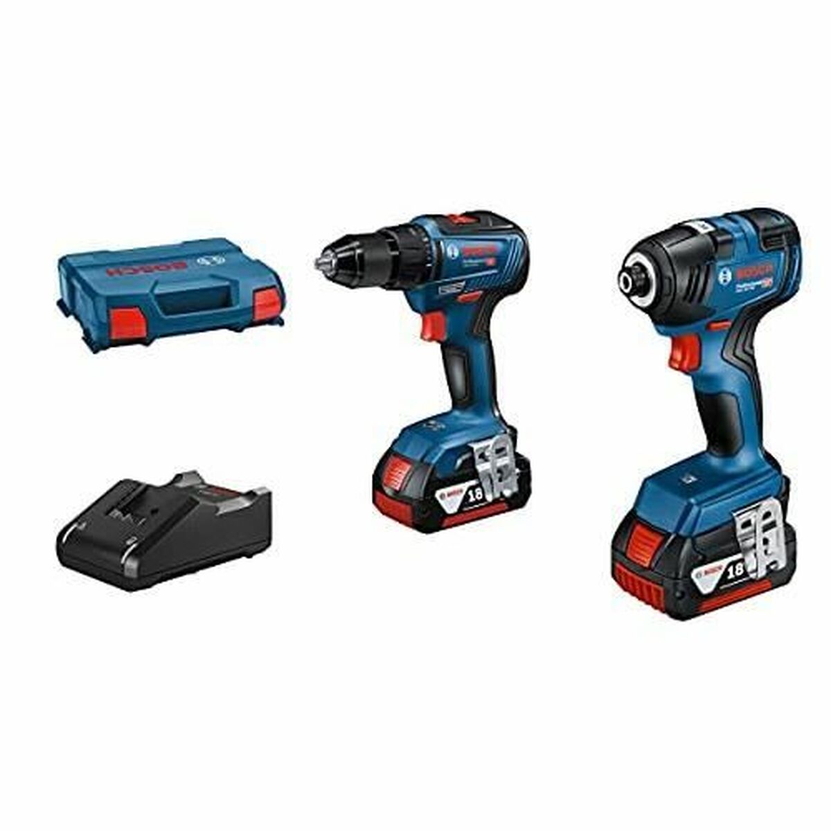 Set de forage et accessoires BOSCH GDR 18V-200 + GSR 18V-55 + GBA 18V 2x4.0Ah + GAL 18V-40 18 V