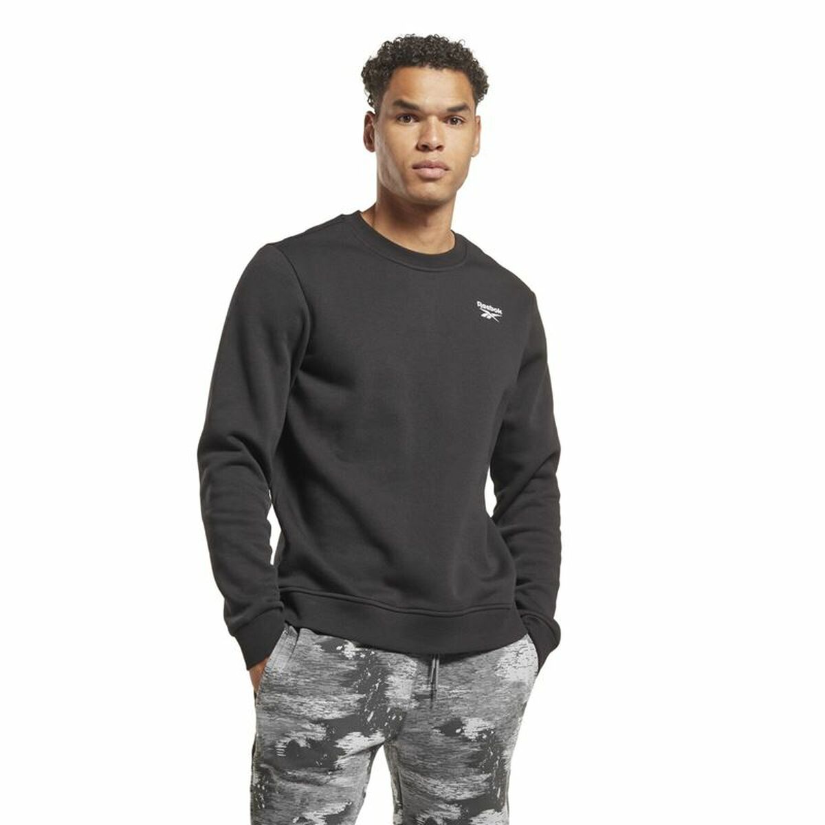 Sweat sans capuche Reebok Identity Left Chest Logo Crew Noir M