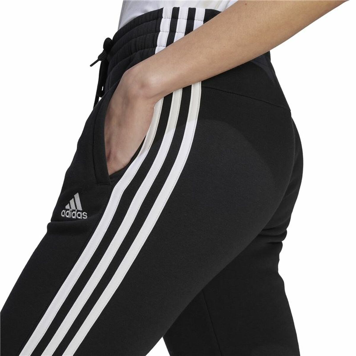 Pantalon de sport long Adidas 3S Fl C Pt Noir Femme