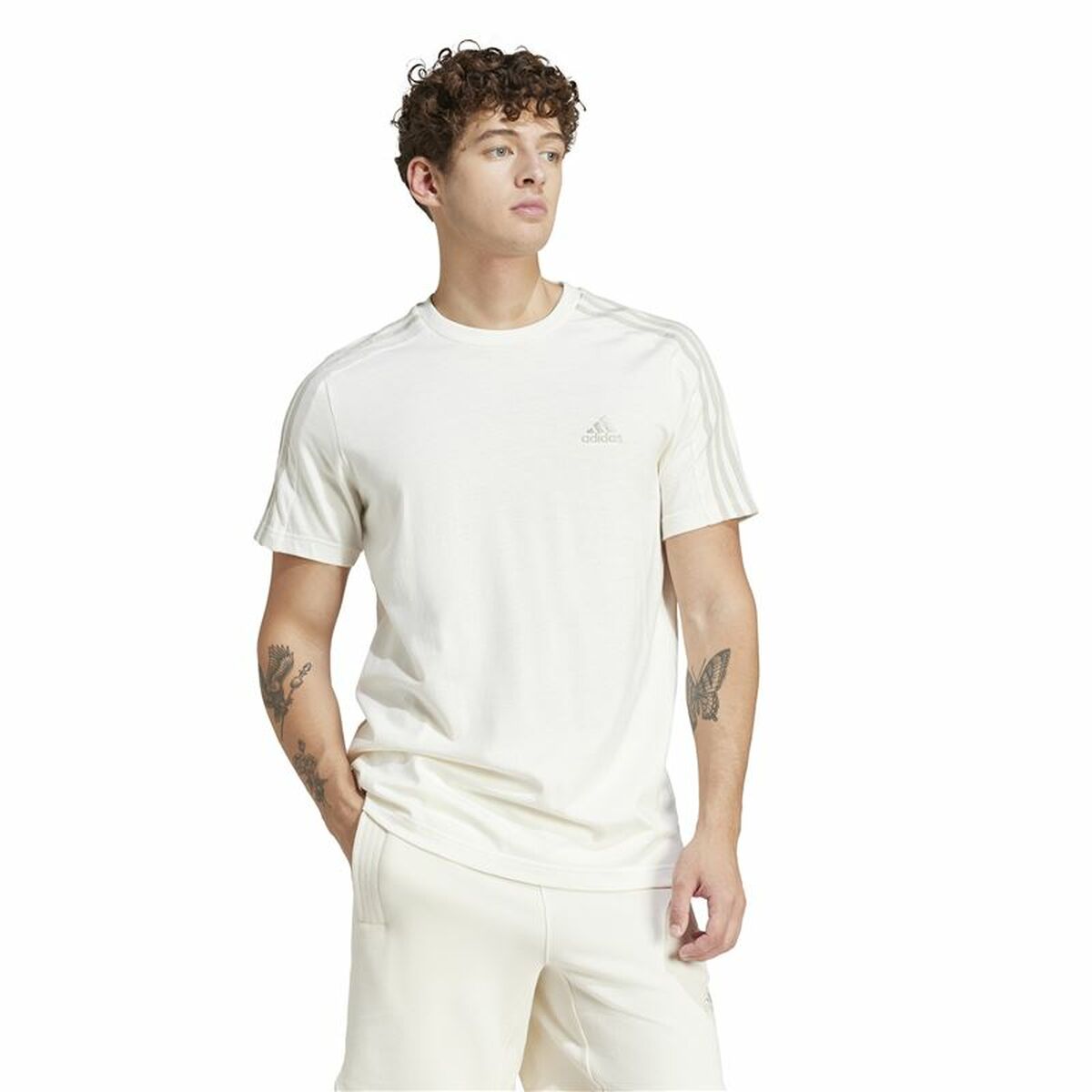 T-shirt à manches courtes homme Adidas Essentials 3 Bandas Blanc L