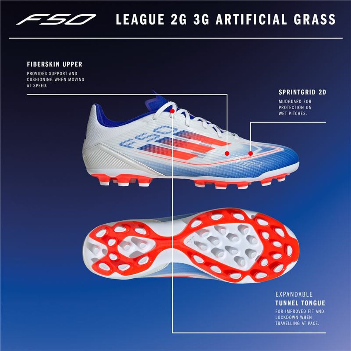 Chaussures de Football pour Adultes Adidas F50 League Blanc