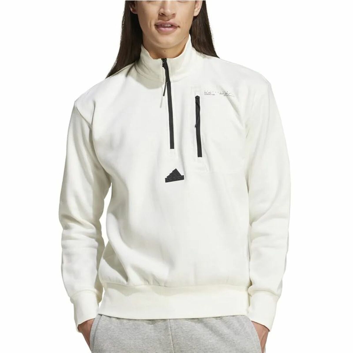 Sweat sans capuche Adidas City Es e Fleece Half-Zip Blanc XXL