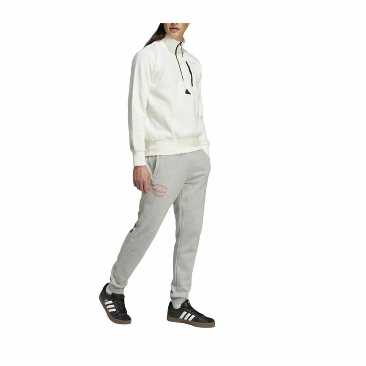 Sweat sans capuche Adidas City Es e Fleece Half-Zip Blanc XXL