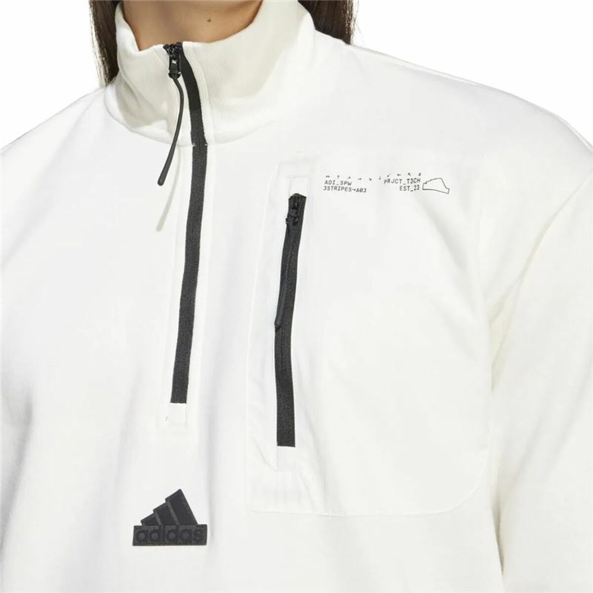 Sweat sans capuche Adidas City Es e Fleece Half-Zip Blanc XXL