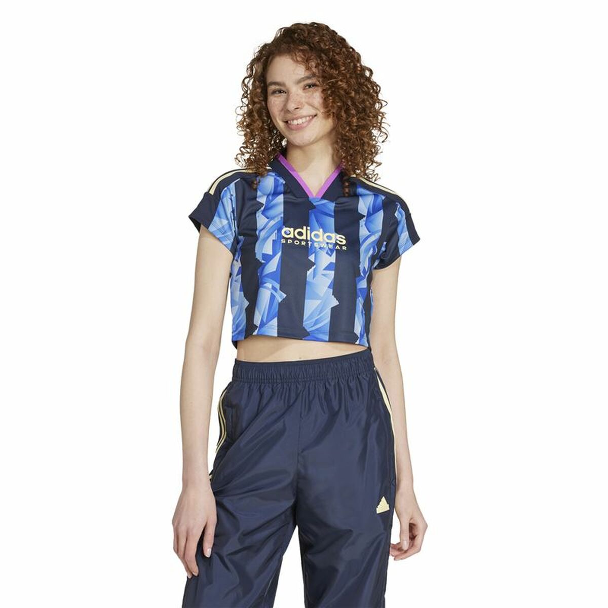 T-shirt à manches courtes femme Adidas Tiro Cut Bleu