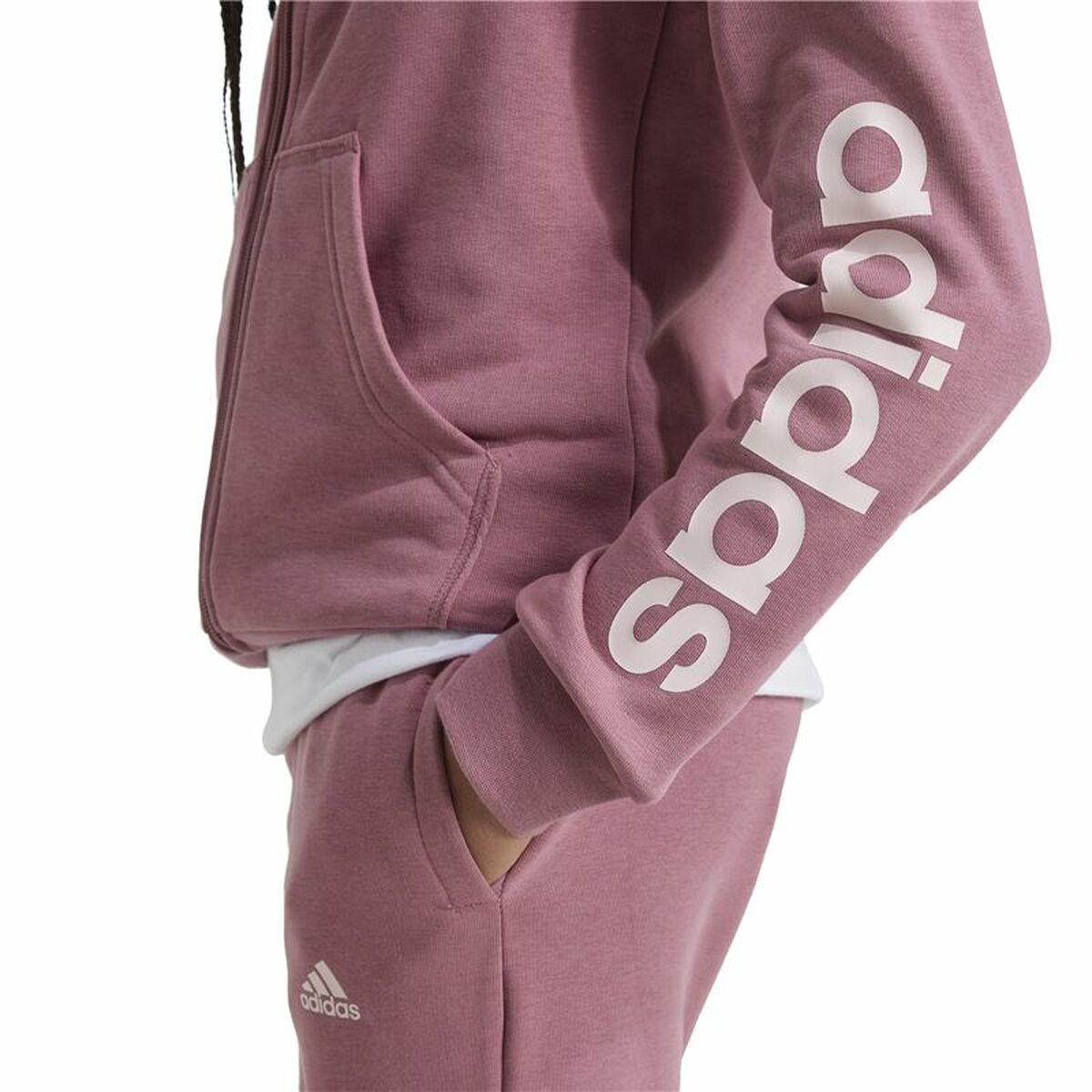 Sweat-shirt à capuche fille Adidas Essentials Linear Logo Rose