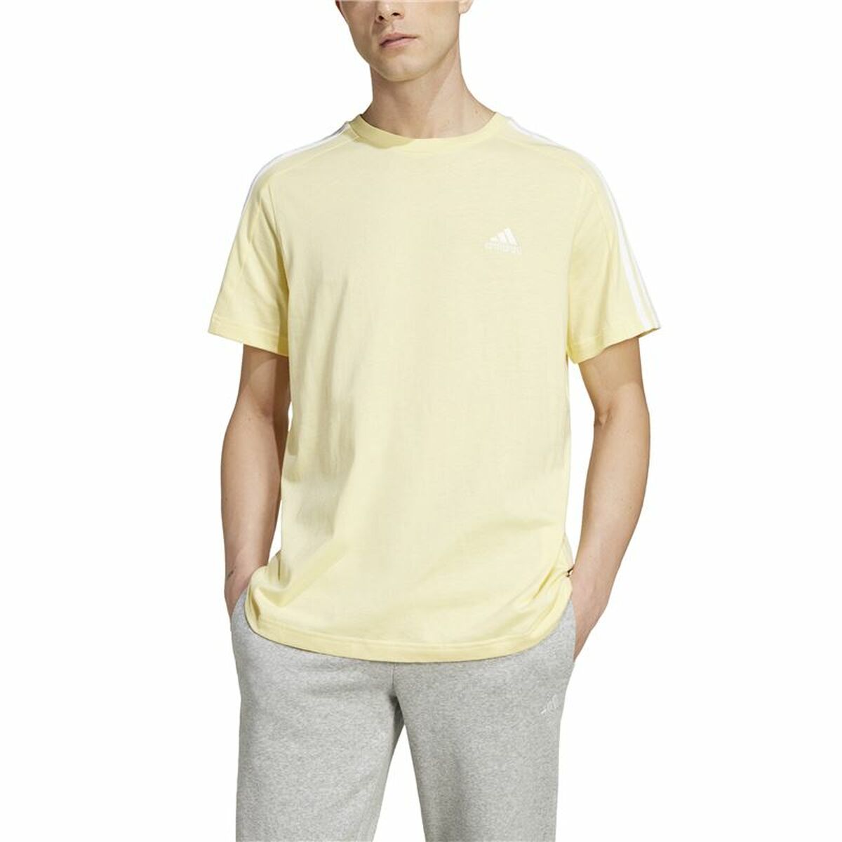T-shirt à manches courtes homme Adidas Essentials Single Jersey 3-Stripes Jaune
