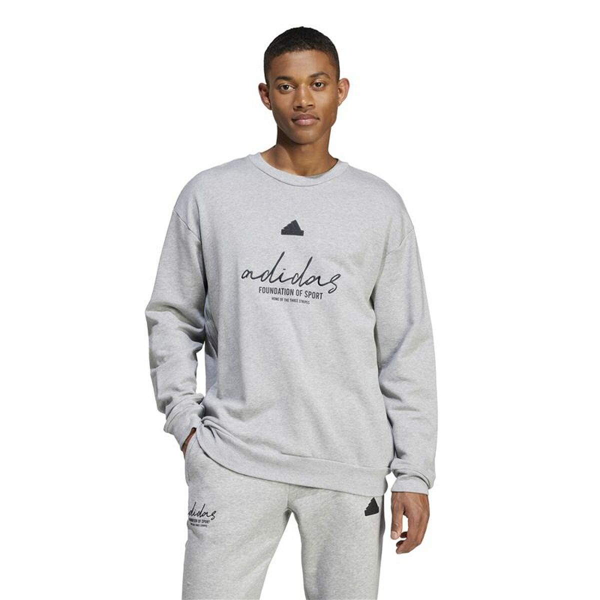 Sweat sans capuche homme Adidas Brand Love French Terry Gris