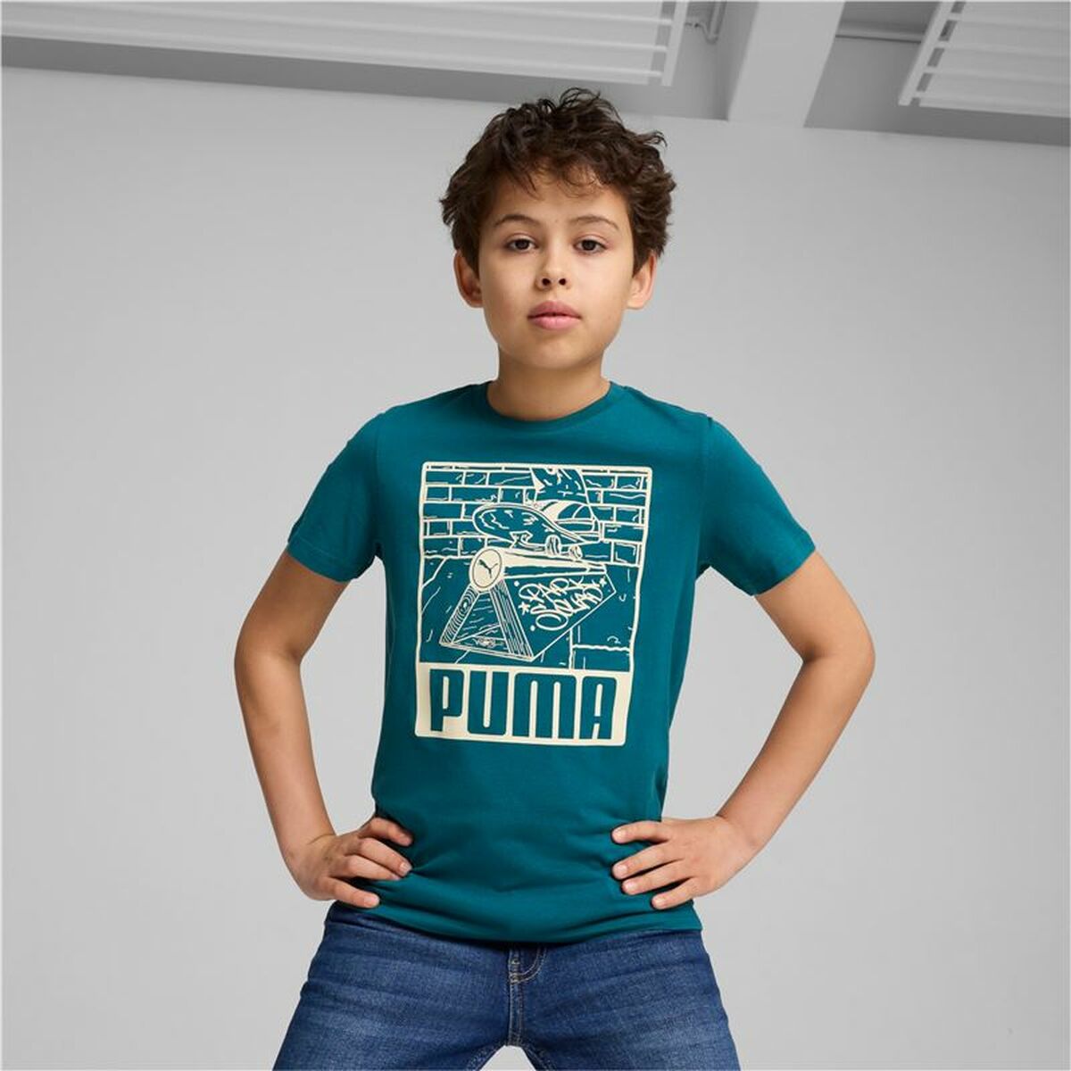 T shirt à manches courtes Enfant Puma Ess+ Mid 90S Graphic Bleu