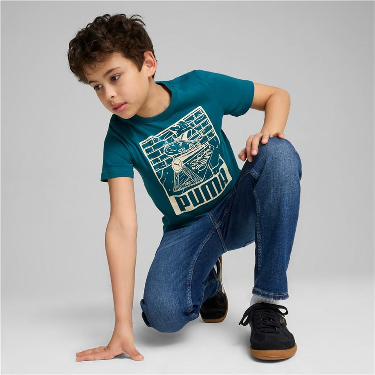 T shirt à manches courtes Enfant Puma Ess+ Mid 90S Graphic Bleu