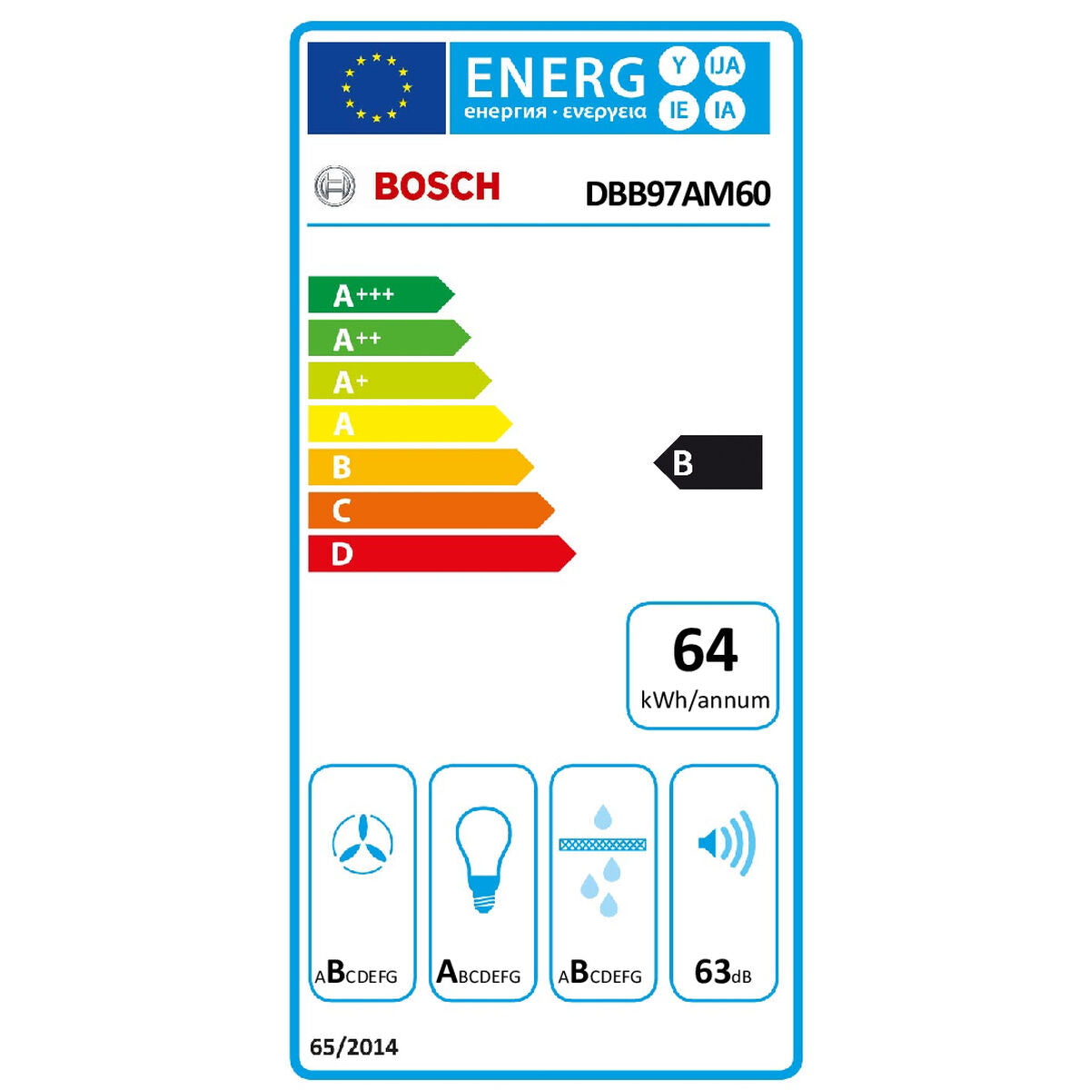 Hotte standard BOSCH DBB97AM60 Noir