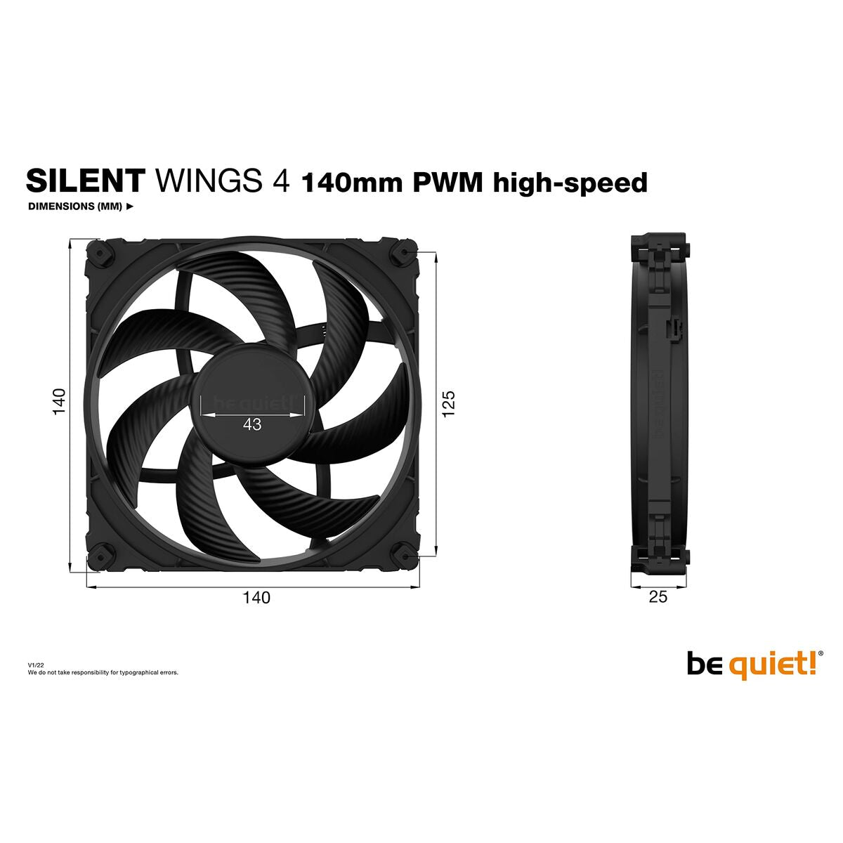 Ventillateur de cabine Be Quiet! SILENT WINGS 4 (1 Unité)