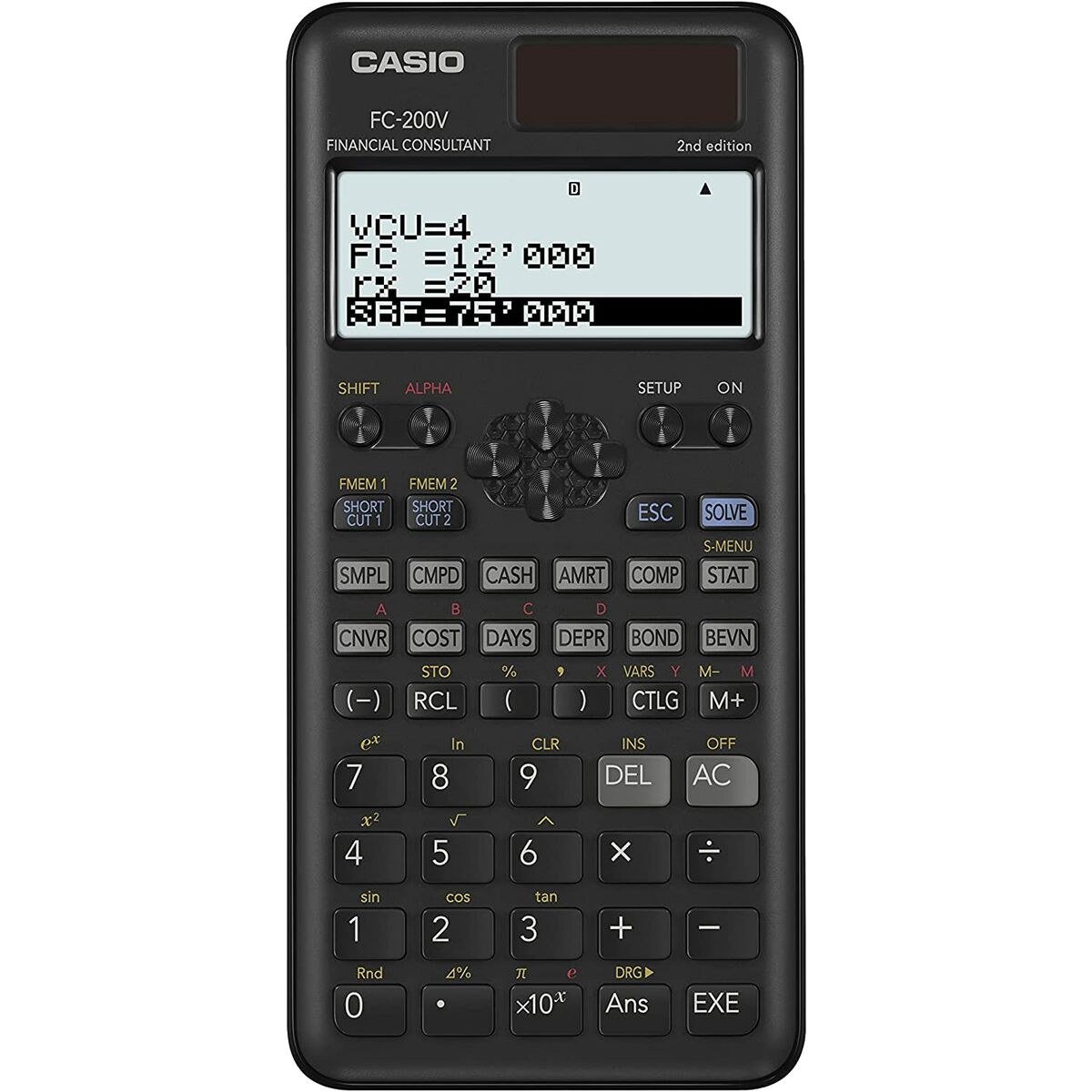 Calculatrice Casio FC-200V-2-W-ET Noir Plastique 16,2 x 7,7 x 1,1 cm