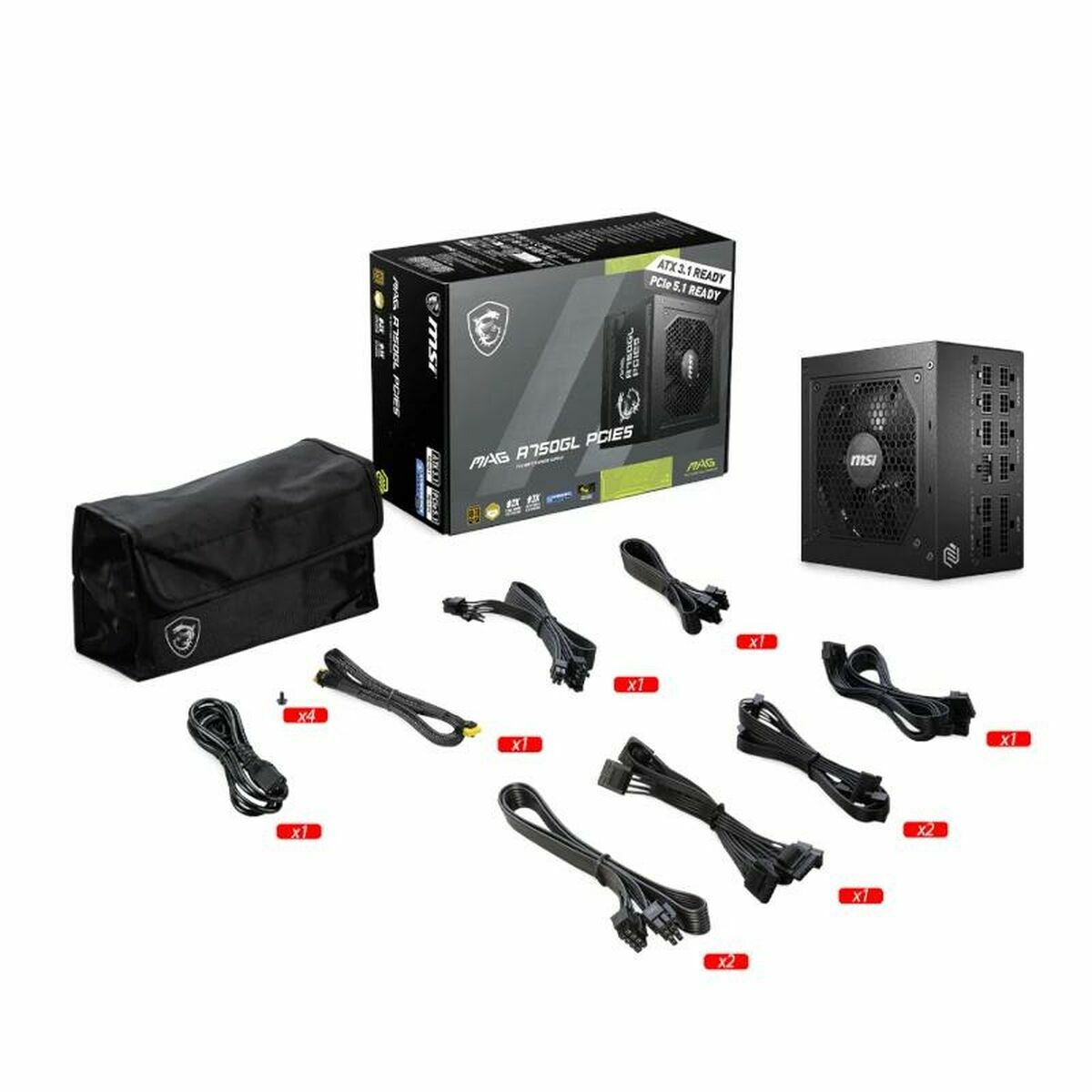 Bloc d’Alimentation MSI 306-7ZP8E11-CE0 750 W ATX 80 Plus Gold