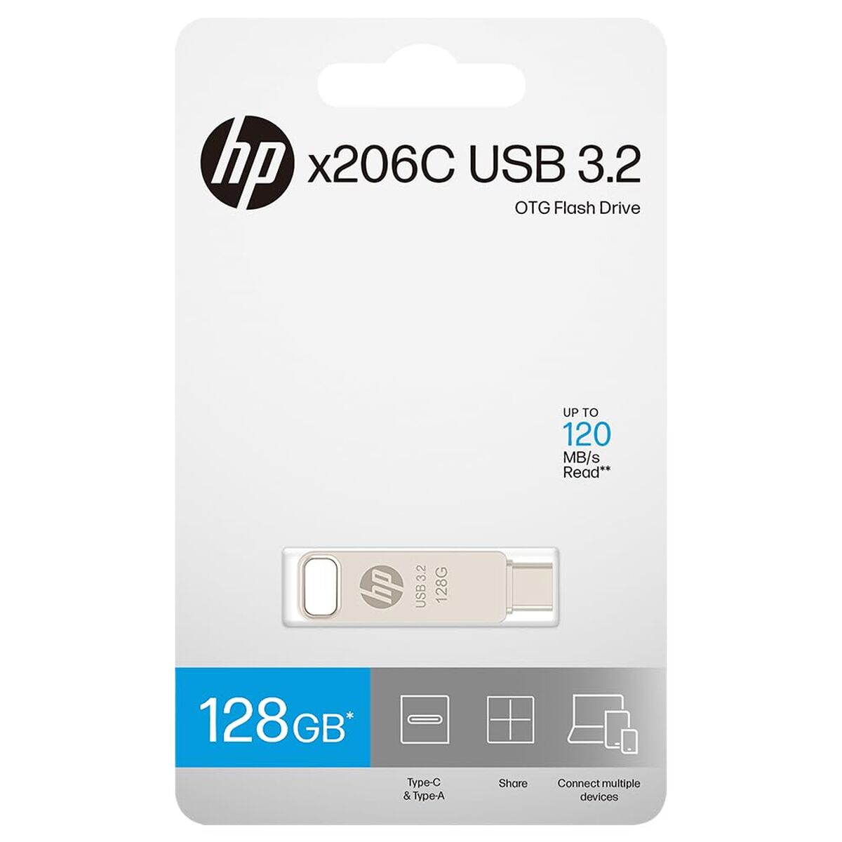 Clé USB HP HPFD206C-A-128 Métal 128 GB