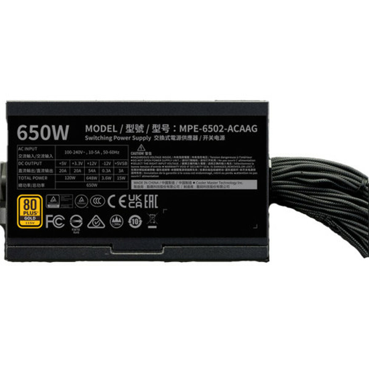 Bloc d’Alimentation Cooler Master MWE Gold 650 V3 650 W 80 Plus Gold