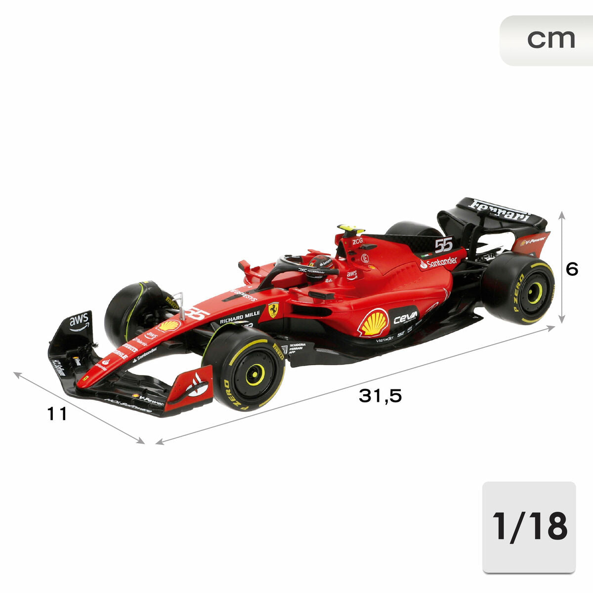 Voiture Bburago Ferrari F1 Racing SF23 #55 C 1:18