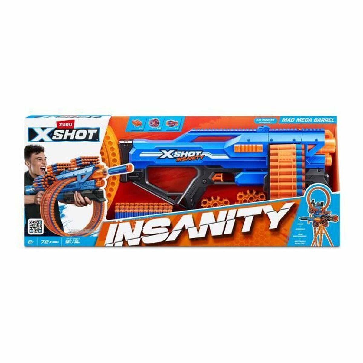 Pistolet à Fléchettes Zuru XSHOT Insanity Mad Mega Barrel