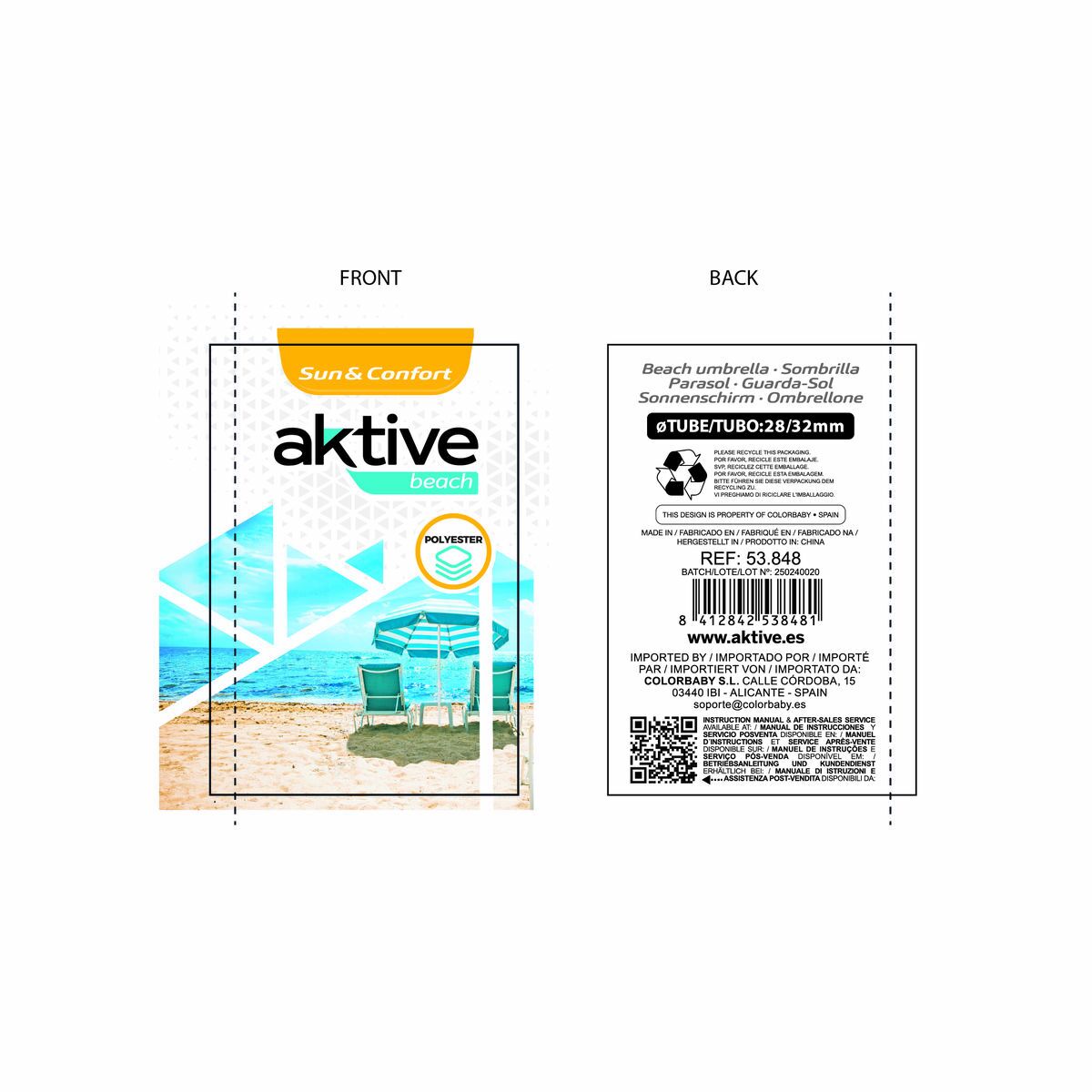 Parapluie Aktive Bleu 280 x 260 x 280 cm 280 x 240 x 280 cm (4 Unités)