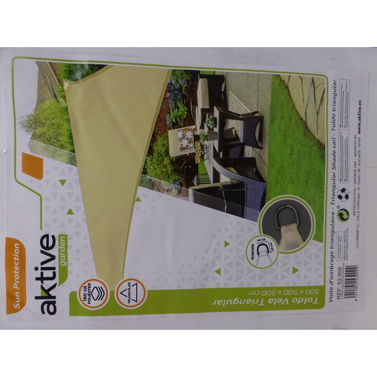 Voile d'ombrage Aktive Crème 500 x 0,3 x 500 cm Triangulaire (4 Unités)