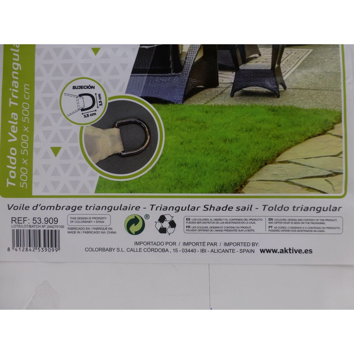 Voile d'ombrage Aktive Crème 500 x 0,3 x 500 cm Triangulaire (4 Unités)