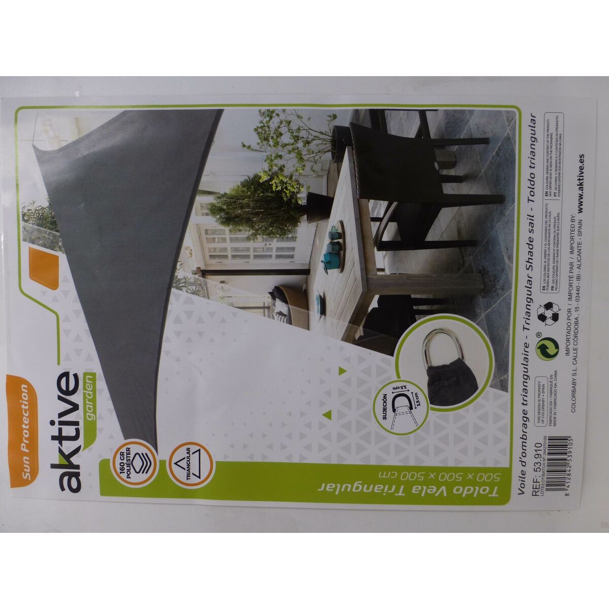 Voile d'ombrage Aktive Gris 500 x 0,5 x 500 cm Triangulaire (4 Unités)