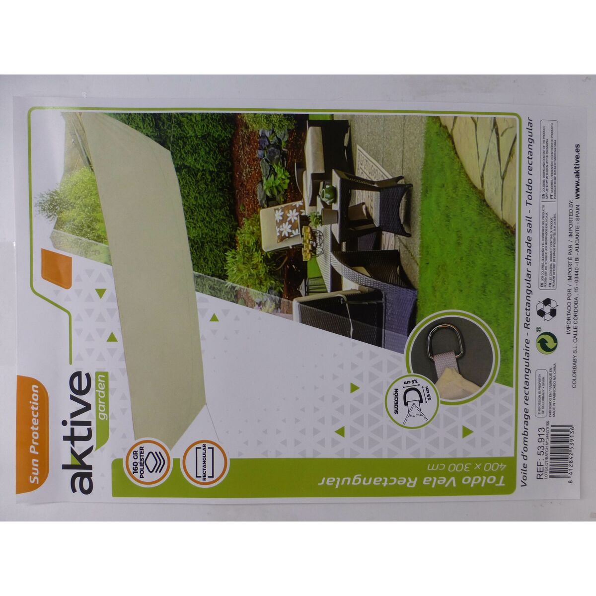 Voiles d'ombrage Aktive Triangulaire Crème 300 x 0,5 x 400 cm (4 Unités)