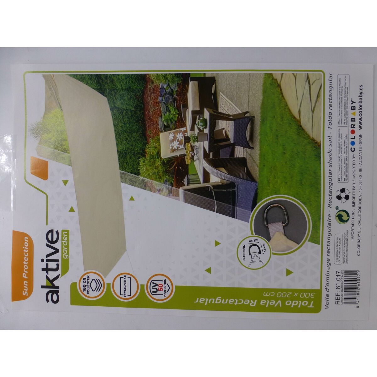 Voiles d'ombrage Aktive Triangulaire Crème 200 x 0,5 x 300 cm (4 Unités)