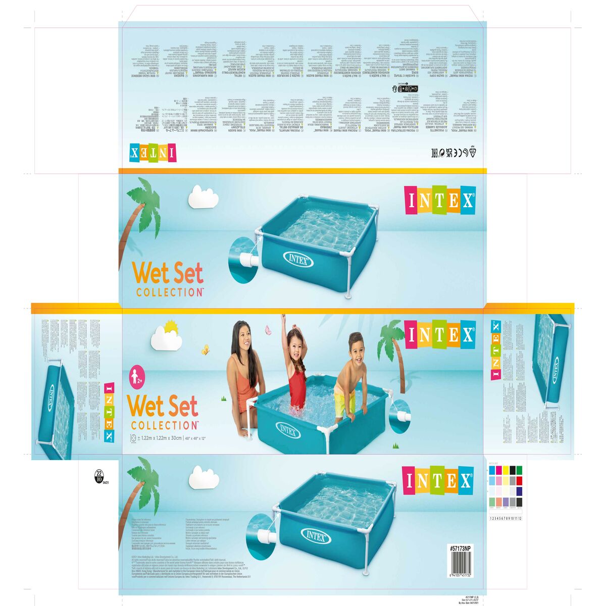 Piscine pour enfants Intex Mini Frame Bleu Carré 342 L 122 x 30 x 122 cm (3 Unités)