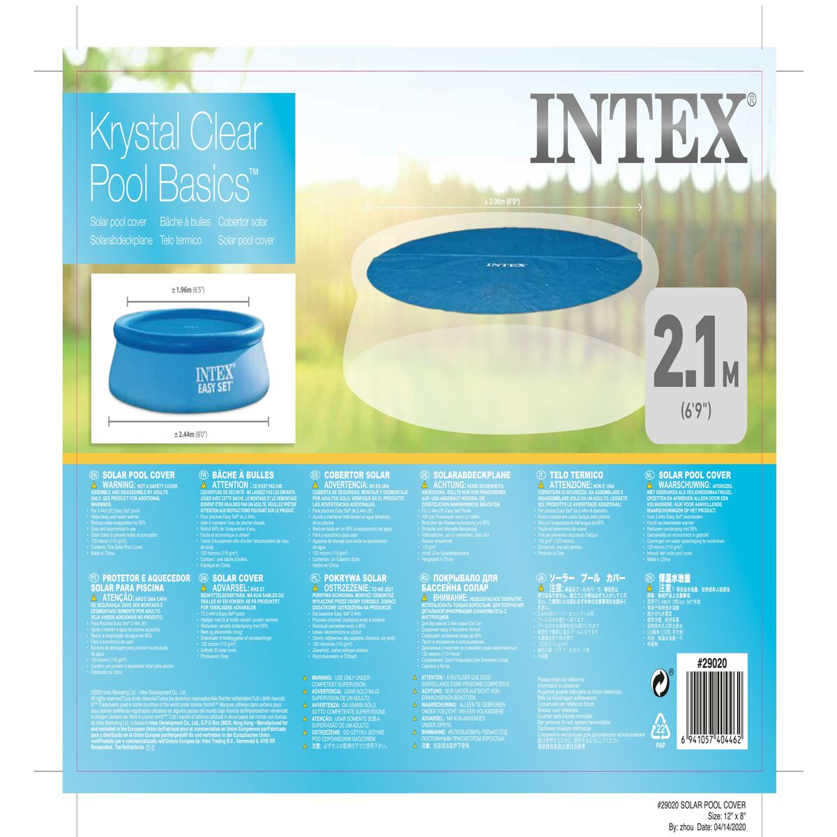 Bâches de piscine Intex 29020 EASY SET Ø 244 cm 206 x 206 cm